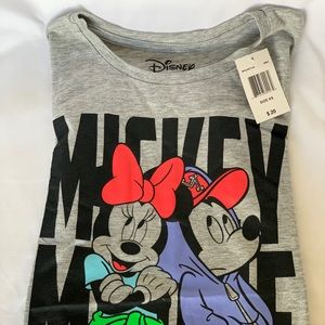 Disney Mickey & Minnie Gray Sleeve T-Shirt Neon